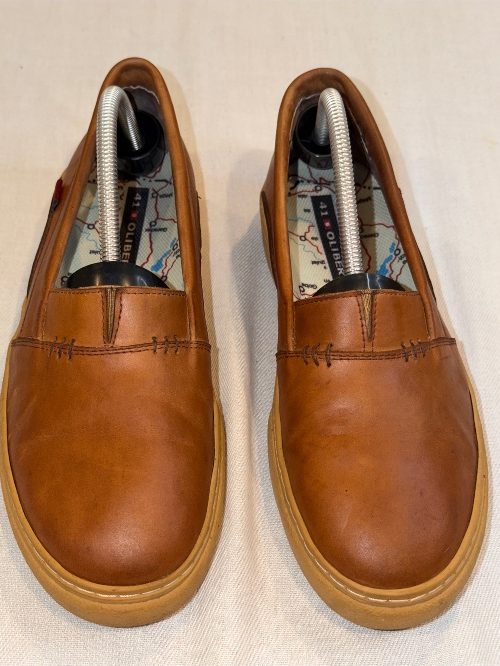 Oliberte Camel Color Leather Slip On Loafers SZ 41 USA 8-8.5 EUC African shoe